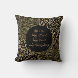 Luxury, Valentine's Day,Black Gold Florals ,Pixel Kissen