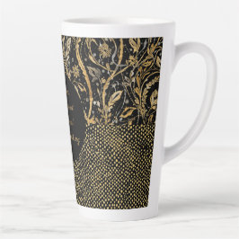 Luxury, Valentine's Day,Black Gold Florals ,Pixel  Milchtasse