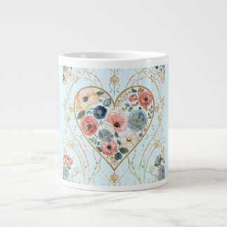 Luxury, Valentine's Day, Flowers of My Heart Jumbo-Tasse