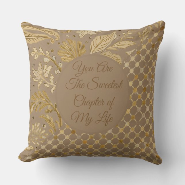 Luxury, Valentine's Day, Gold Flowers,  Pixels  Kissen (Vorderseite)