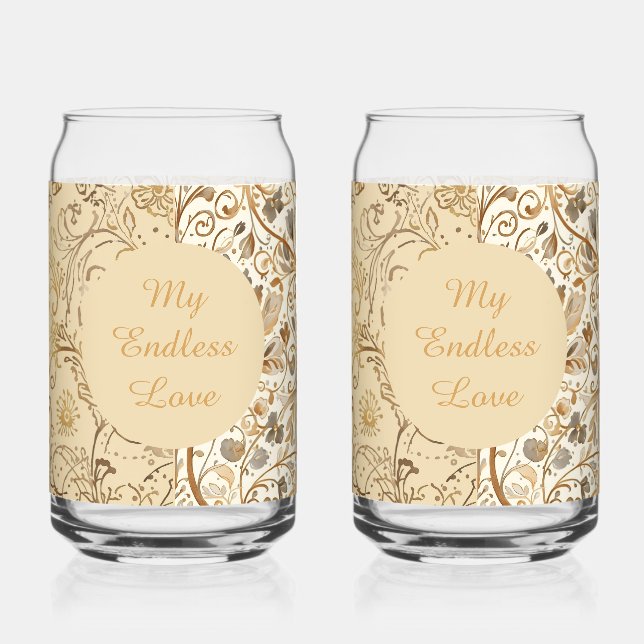Luxury,Valentine's Day,Lovely Gold Flowers Pattern Dosenglas (Vorderseite)