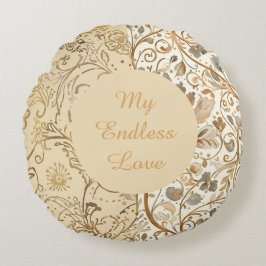 Luxury,Valentine's Day,Lovely Gold Flowers Pattern Rundes Kissen