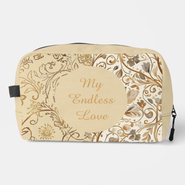 Luxury,Valentine's Day,Lovely Gold Flowers Pattern Waschbeutel (Vorderseite)