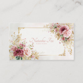 Luxury Victorian Blush Rose Floral and Gold Frame Visitenkarte