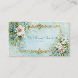 Luxury Victorian Ornate Gold Frame Teal Floral Visitenkarte