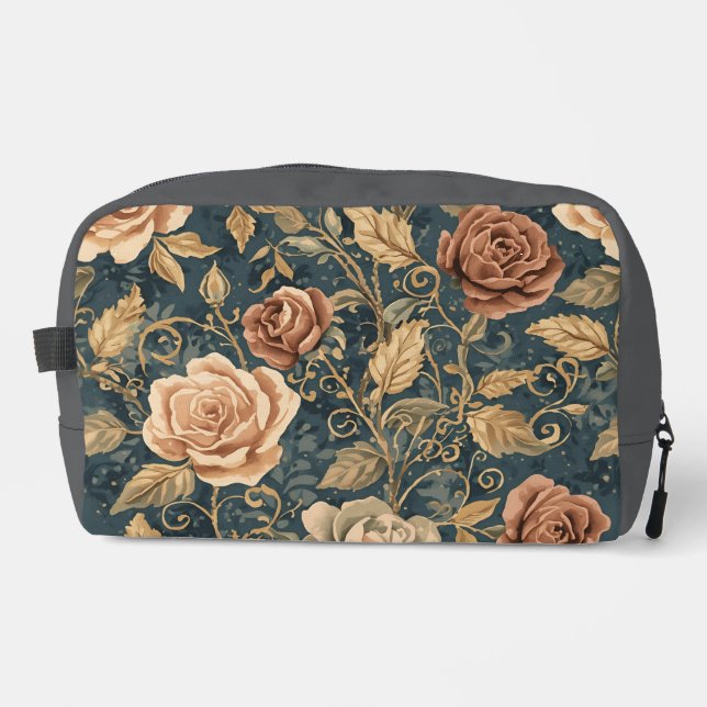 Luxury, Vintage,Garden of Roses, Grey Background Waschbeutel (Vorderseite)