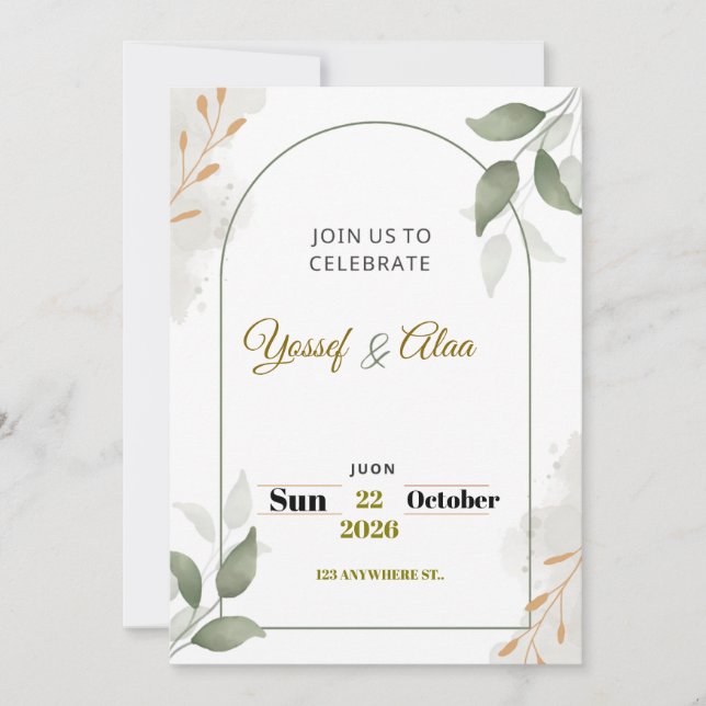 Luxury Wedding Invitation | Gold Accents | Modern  (Devant)