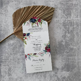 Luxury Whimsical Boho Floral Wedding All In One Einladung