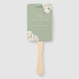 Luxury White Floral Premium Sage Wedding Program Fächer