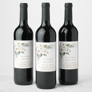 Luxury White Wild Rose Erste Heilige Kommune Weinetikett