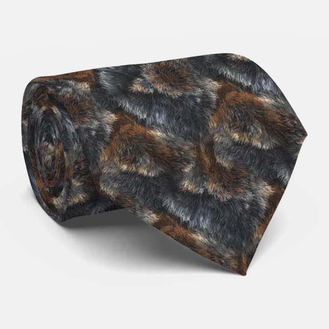 Luxury Wolf Fur Print Realistic Gray & Brown  Krawatte (Gerollt)