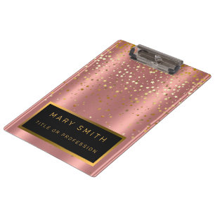 Luxus 2in1 Glitzer Gold Pink Star Business Card & Klemmbrett