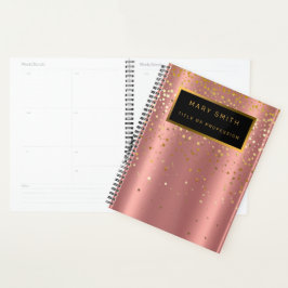 Luxus 2in1 Glitzer Gold Pink Star Business Card & Planer