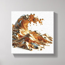 Luxus 3D Flüssiges Gold Welle - Metallische Flüssi Leinwanddruck