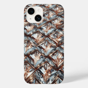 Luxus 3D geometrisches Diamant- und Roségold-Mosai Case-Mate iPhone 14 Hülle