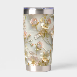 Luxus-3D-geprägter floraler Goldfolien-eleganter Thermobecher