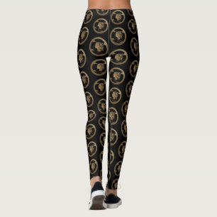 Luxus-3D-goldenes-biophiles Frauen-Emblem Leggings