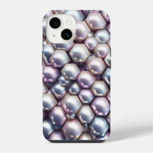 Luxus 3D-Irideszenz-Perlmutt-Sechseck-Mosaik geome iPhone 14 Hülle