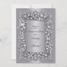 Luxus 3D-modische Silber-Engagement Party-Chic Einladung