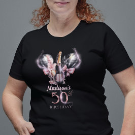 Luxus 50. Geburtstag Black Pink Champagne T-Shirt
