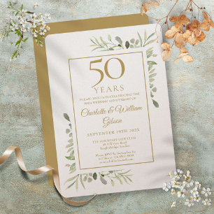Luxus 50. Goldene Hochzeit Jubiläumsgrün Einladung