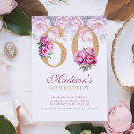 Luxus 60. Geburtstag Floral Pink Gold Glitzer Einladung<br><div class="desc">Luxus 60. Geburtstag Floral Pink Gold Glitzer Einladung. Einfach zu personalisieren. Matching Produkte finden Sie in der Luxury Adult Peonies Birthday Collection.</div>