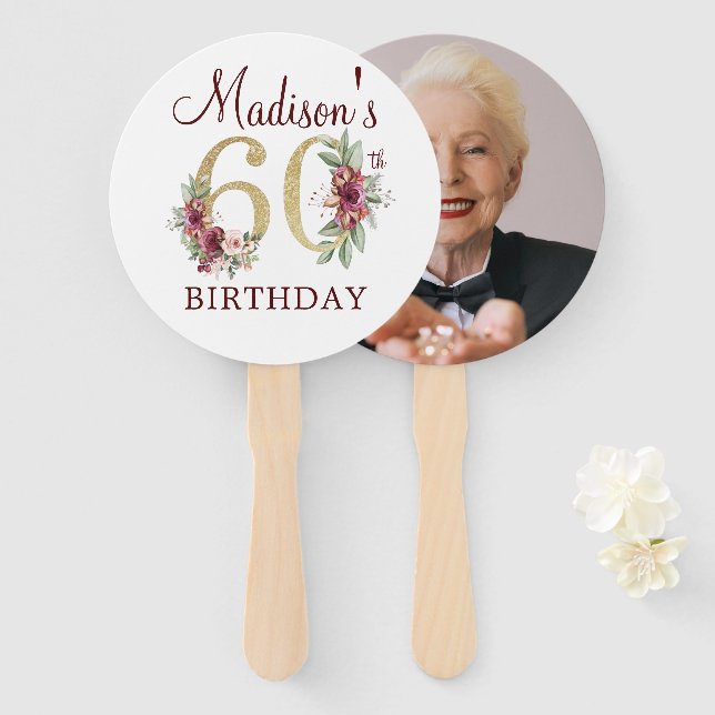 Luxus 60. Geburtstag Foto Handfan Fächer (Vorne und Hinten)