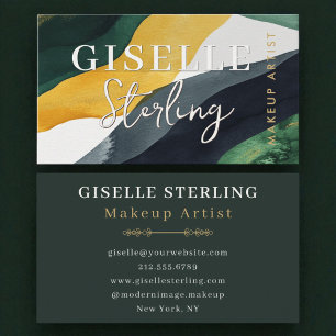Luxus Abstrakt Green Gold Makeup Wasserfarbe Visitenkarte