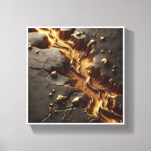 Luxus-Abstrakte Topographie - Geschmolzener Golden Leinwanddruck