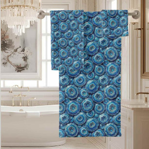 Luxus-Achat Geoden-Handtuch-Set - Ozeanblau & Go Badhandtuch Set