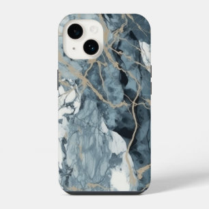 Luxus-Achat-Marmor-Textur Blau iPhone 14 Hülle