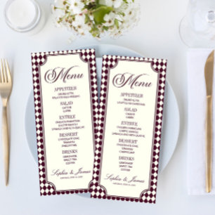 Luxus-Altes-Geld-Wein-Elfenbein-Hochzeit im Vintag Menükarte