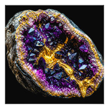 Luxus-Amethyst- und Gold-Abstrakt-Wandkunst