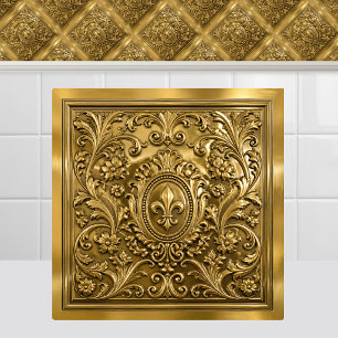 Luxus Antique Gold Französisch Fleur de Lys Regenc Fliese