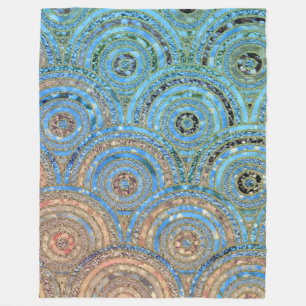 Luxus Aqua Cream Metal Foil Glitzer Dots Circles Fleecedecke