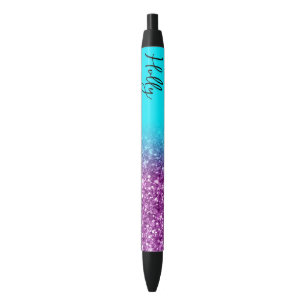 Luxus-Aqua- und Royal-Purple-Glitter-Ombre Kugelschreiber