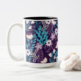 Luxus Aquamarin & Burgund Floral Zweifarbige Tasse