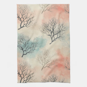 Luxus-Aquarell-Küstenkoralle & Ozeanwellen (5) Geschirrtuch