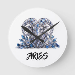 Luxus-Aries-Zodiakskristall Runde Wanduhr