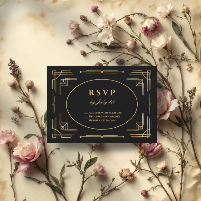 Luxus Art Deco Elegante Moderne Antwort Karte (Von Creator hochgeladen)