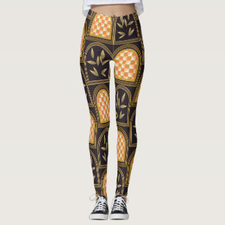 Luxus-Art-Deco-geometrische Blumen nahtlose Muster Leggings