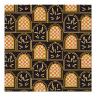 Luxus-Art-Deco-geometrische Blumen nahtlose Muster Poster