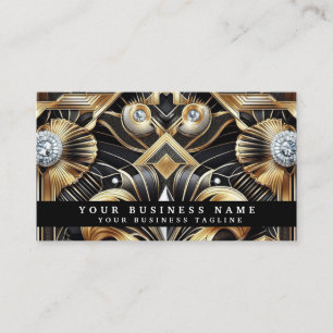 Luxus Art Deco Schwarz Gold Diamant Visitenkarten Visitenkarte