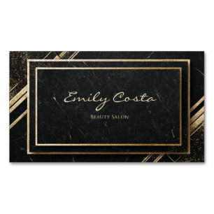 Luxus Art Deco Schwarz und Gold Marmor Magnetische Visitenkarte