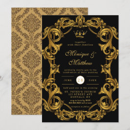 Luxus Art Nouveau Black Gold Royal Wedding Invita Einladung