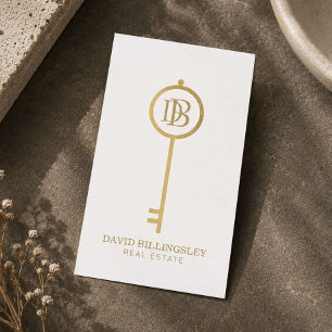 Luxus-Attrappe-Gold-Skelett-Schlüssel-Monogramm-Re Visitenkarte
