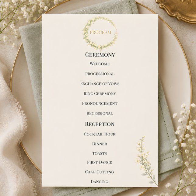Luxus-Babys-Breath-Blumenhochzeit Programm (Luxury baby's breath wedding themed program card)