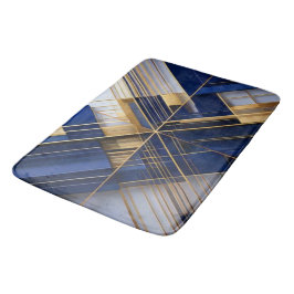 Luxus-Badezimmerteppich im Art Deco-Stil mit Navy Badematte