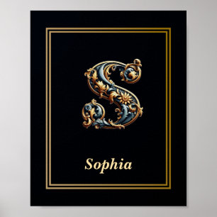 Luxus-Barock-Buchstabe S-Monogramm-Plakat Poster