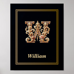 Luxus-Barock-Buchstabe W-Monogramm-Plakat Poster